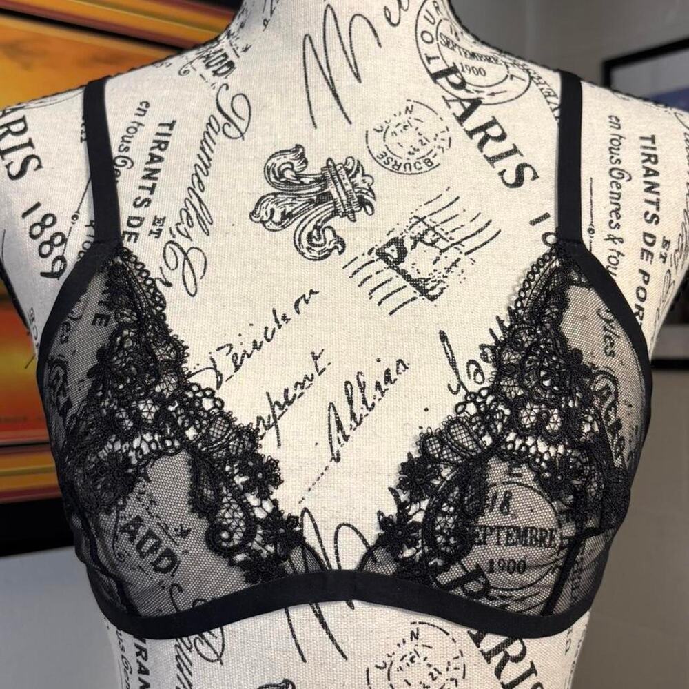 Black lace bralette with adjustable